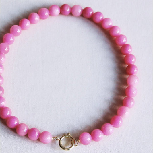 Natuurlijke stenen kralenketting xl - fuchsia