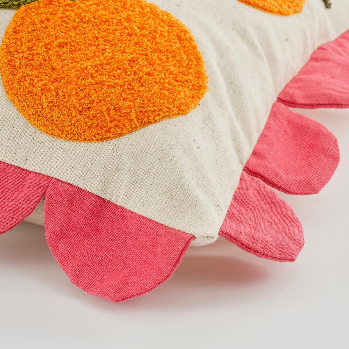 Oranges Sierkussen - L65 x B45 x H10 cm - Katoen - Off-White, Oranje, Roze