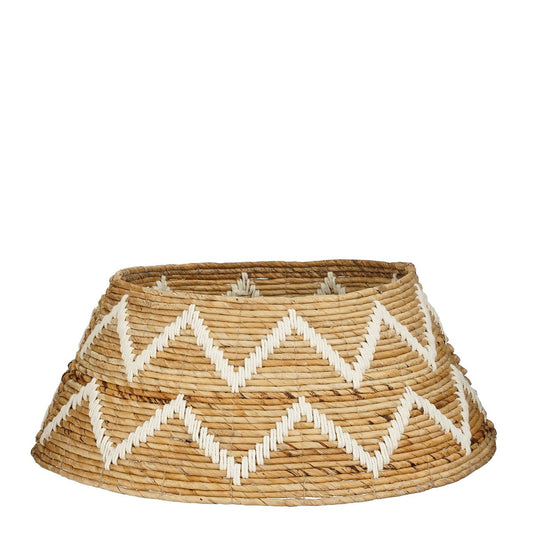 Kerstboomrok - H25 x Ø50 cm - Bananenblad - Bruin, Wit