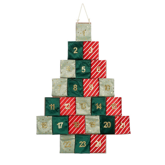 Adventskalender - L72 x B1 x H51 cm - Vilt - Groen, Rood
