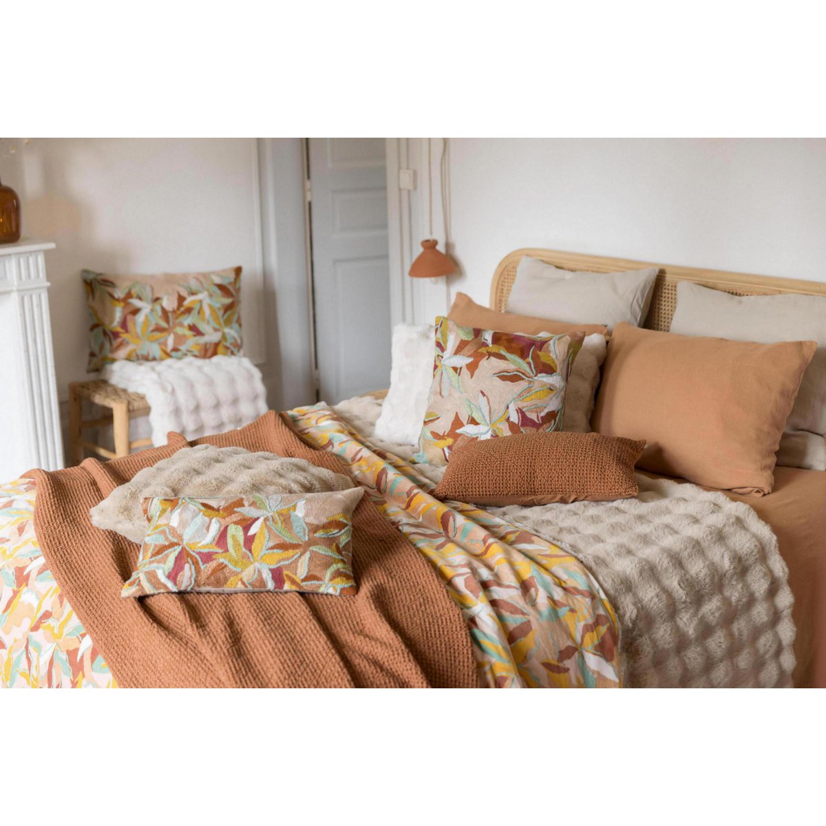 Maia koper gerecycled plaid 180 x 260