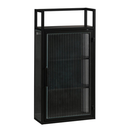 Clifton Wandkast - L38 x B15 x H74 cm - Metaal - Zwart