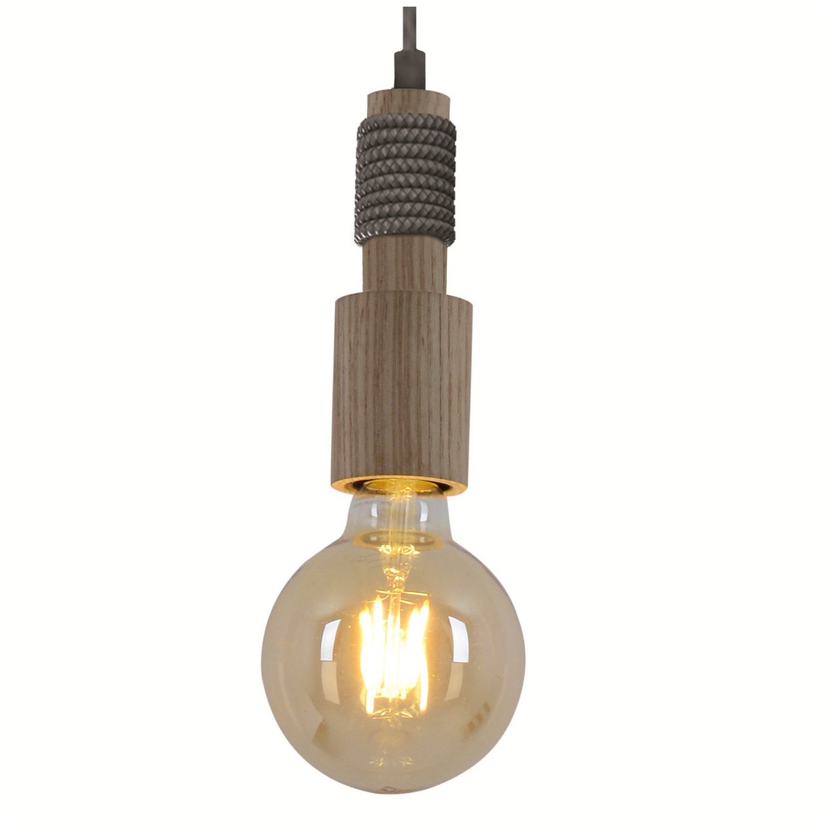 Holzbaldachin met textielkabel "Bento", in Natuur, E27 -versie, verlichting voor woonkamer of kantoor