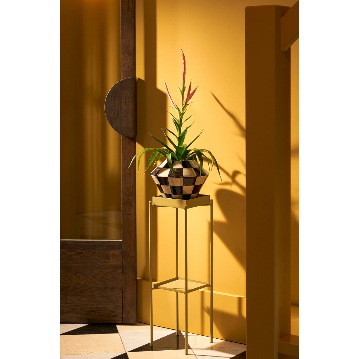 Stratt Bloempot - H21 x Ø27 cm - Keramiek - Zwart, Wit