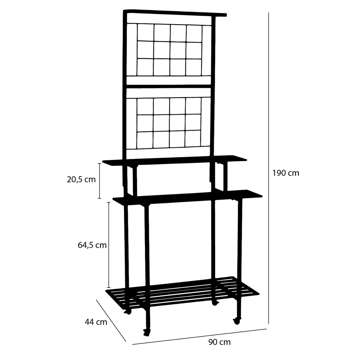 Greenrax Plantenstandaard - L90 x B44 x H190 cm - Metaal - Zwart
