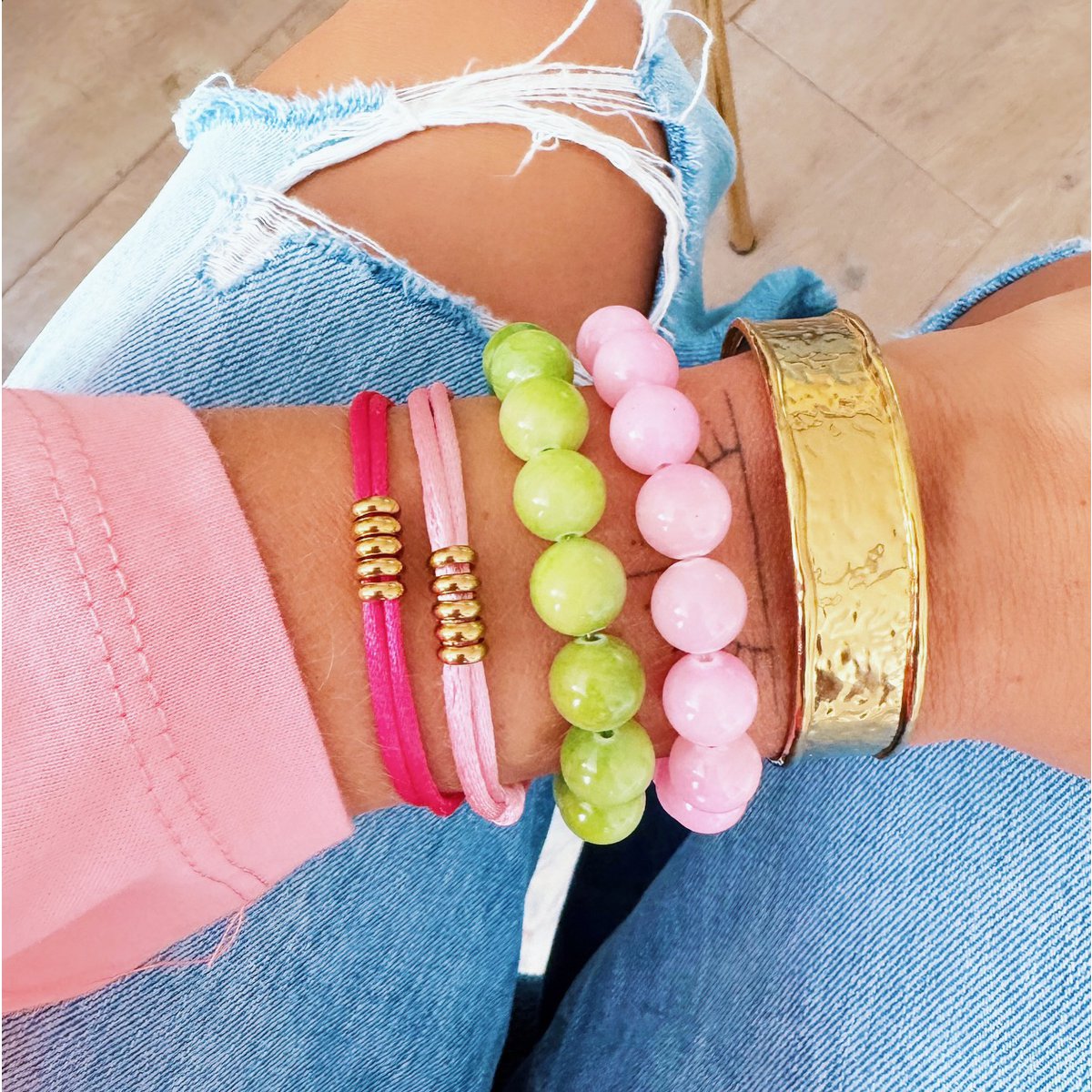 Natuursteen Bead Bracelet XL - Oranje