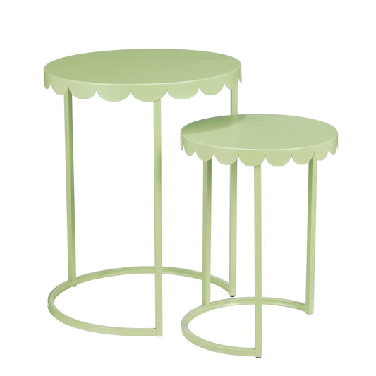 Lara Bijzettafel - Set van 2 - H51 x Ø40 cm - Metaal - Mintgroen