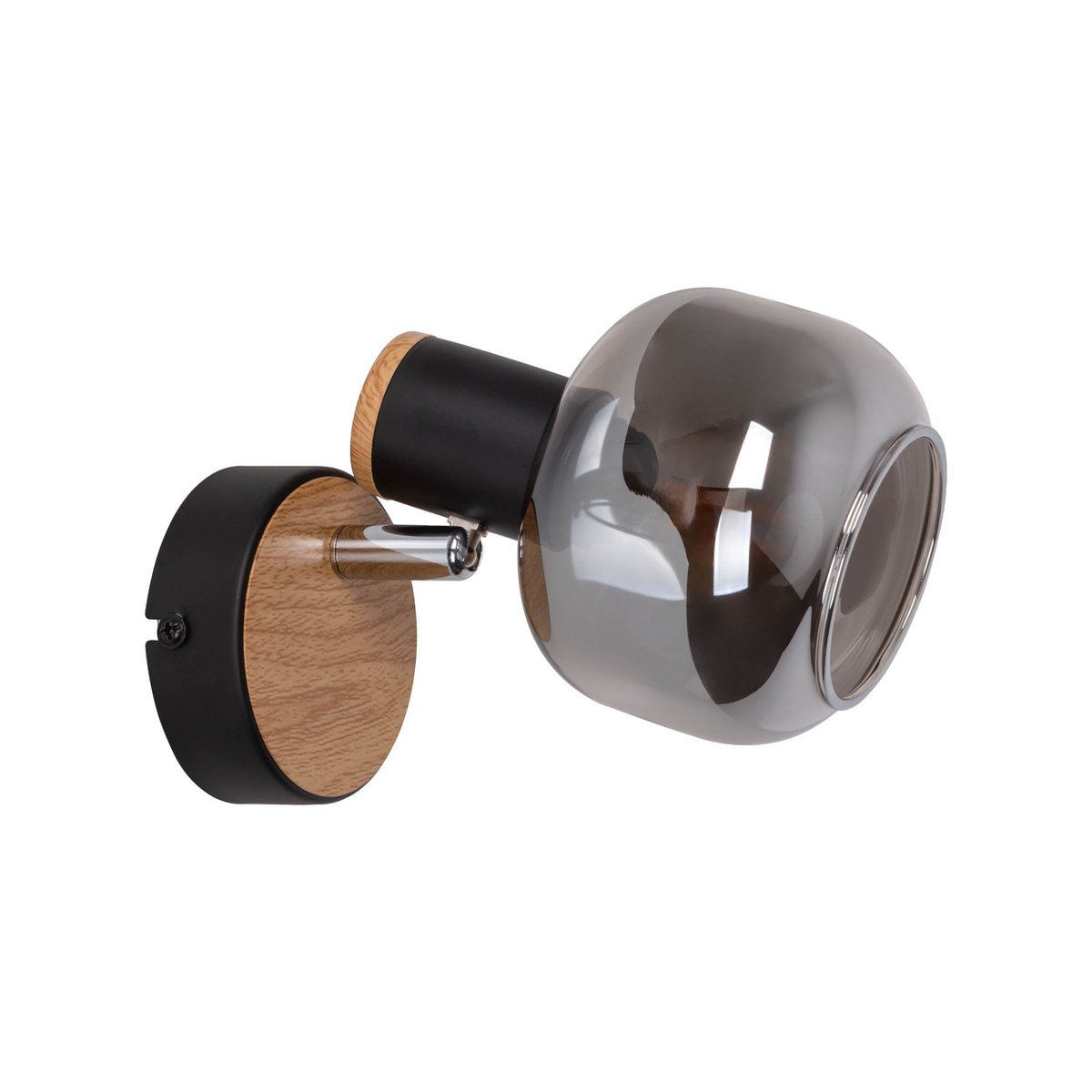 Glazen wandvlek "fumoso", wandlamp gemaakt van zwart en rookglas in zwart en de natuur, met E14 -aansluiting, voor eetkamer, woonkamer, gang of kantoor, lamp voor woonkamer, eetkamer, gang of gang 16 x 14 cm