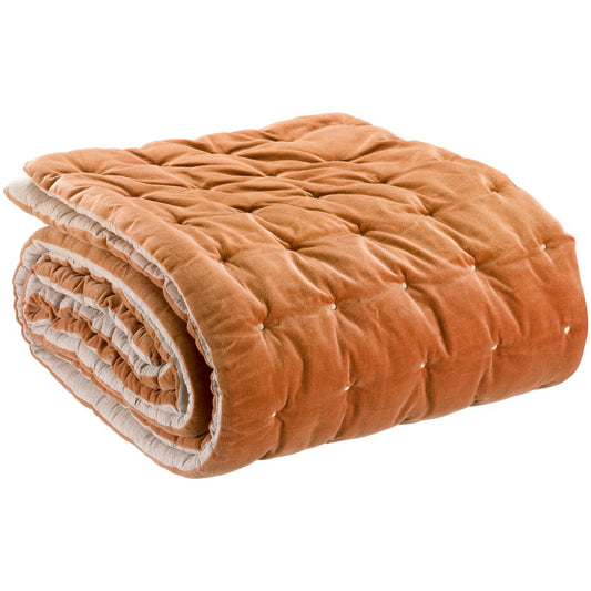 Elise effen plaid met roest gewatteerde afwerking 240 x 260