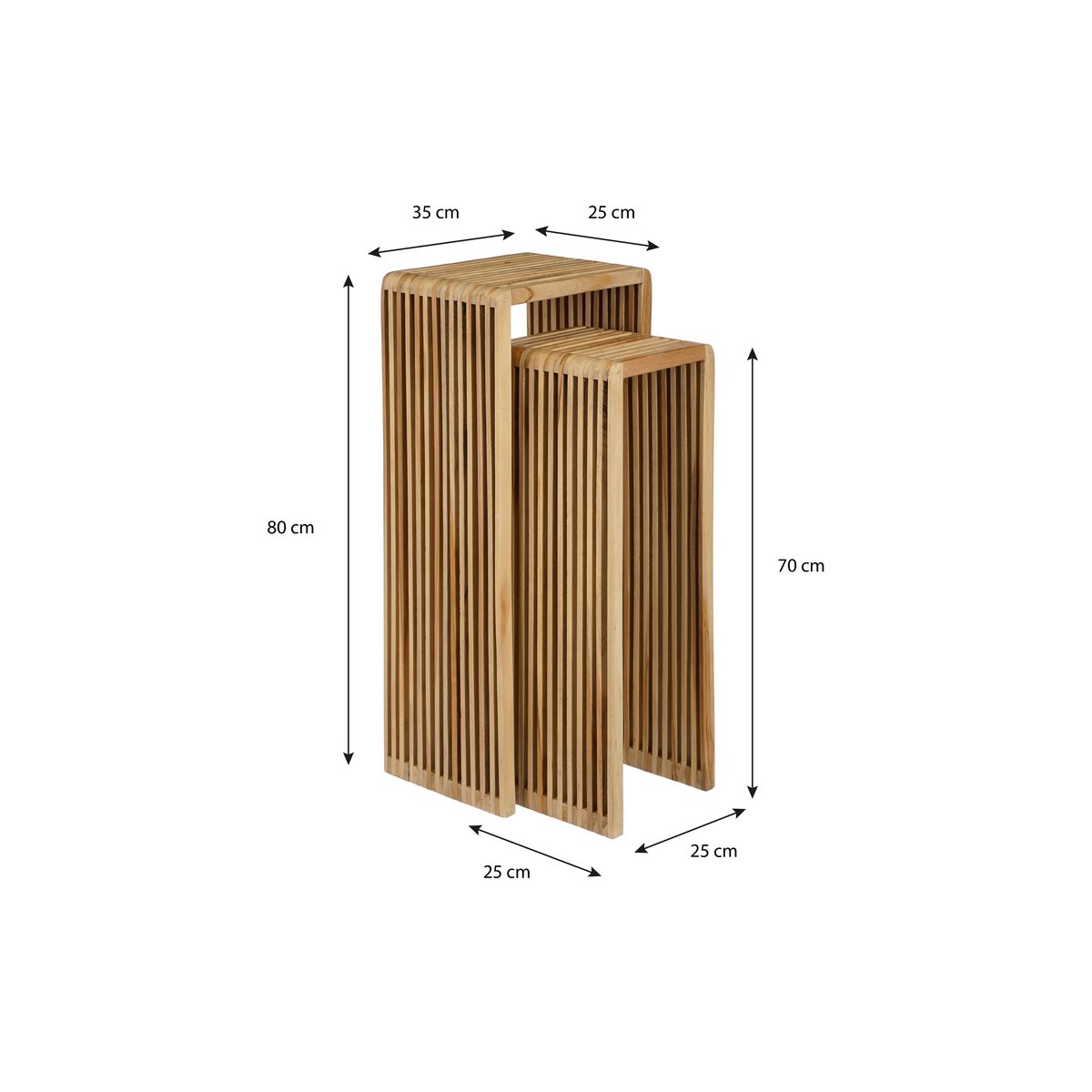 Yonker Plantentafel - Set van 2 - L35 x B25 x H80 cm - Gerecycled Hout - Bruin