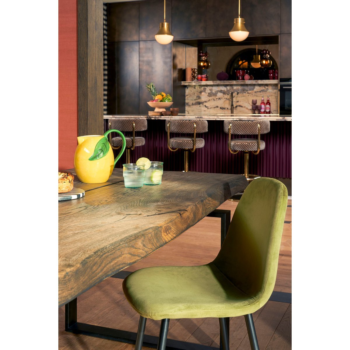 Montelli Dining Chair - Velvet - Green