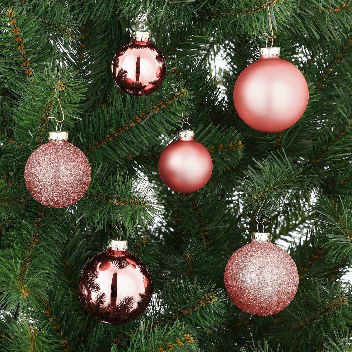 Kerstballen Set - 42 Stuks - Ø7 cm - Glas - Roze