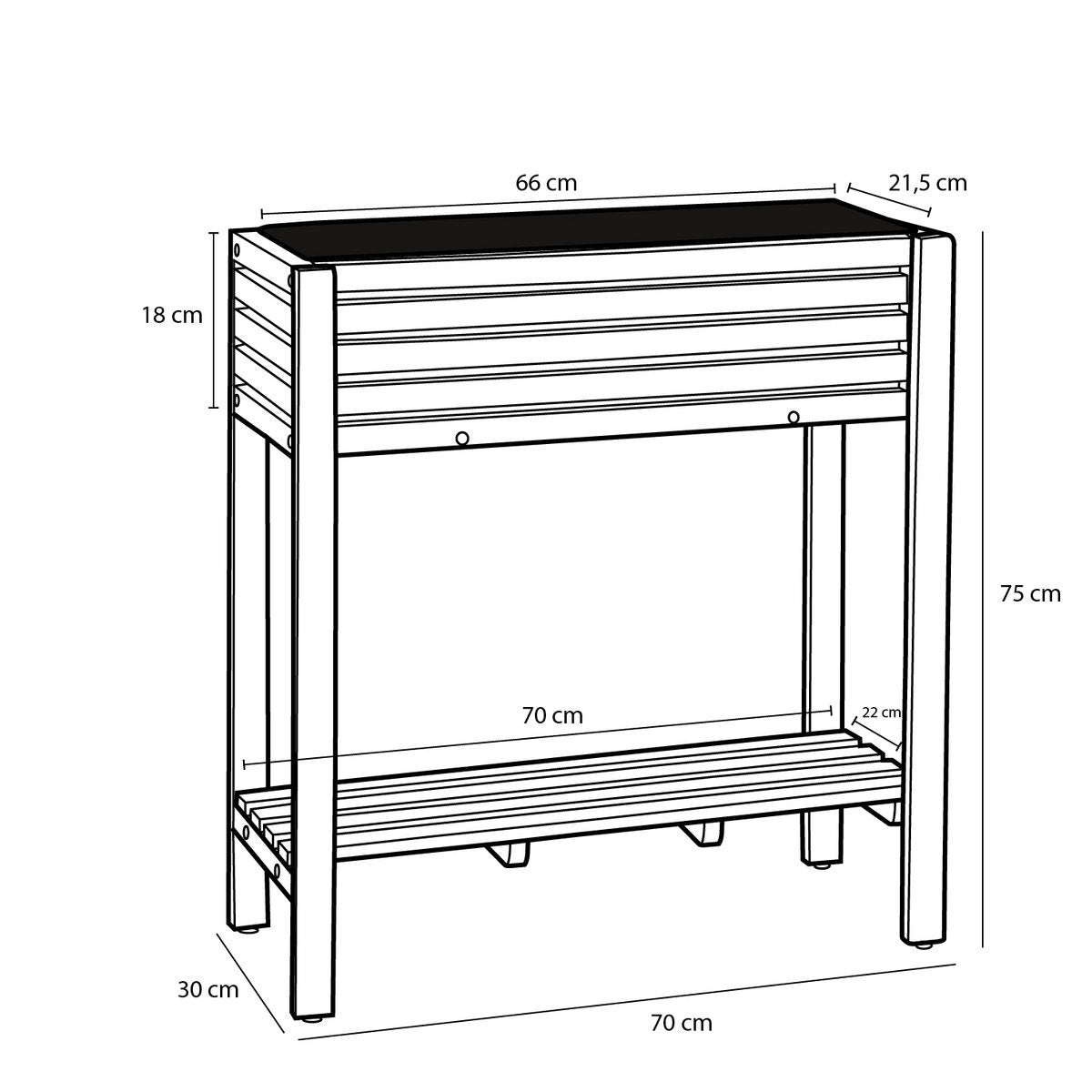 Glenwood Planter Rectangle for Outdoor - L70 x W30 x H75 cm - Acacia wood - Brown