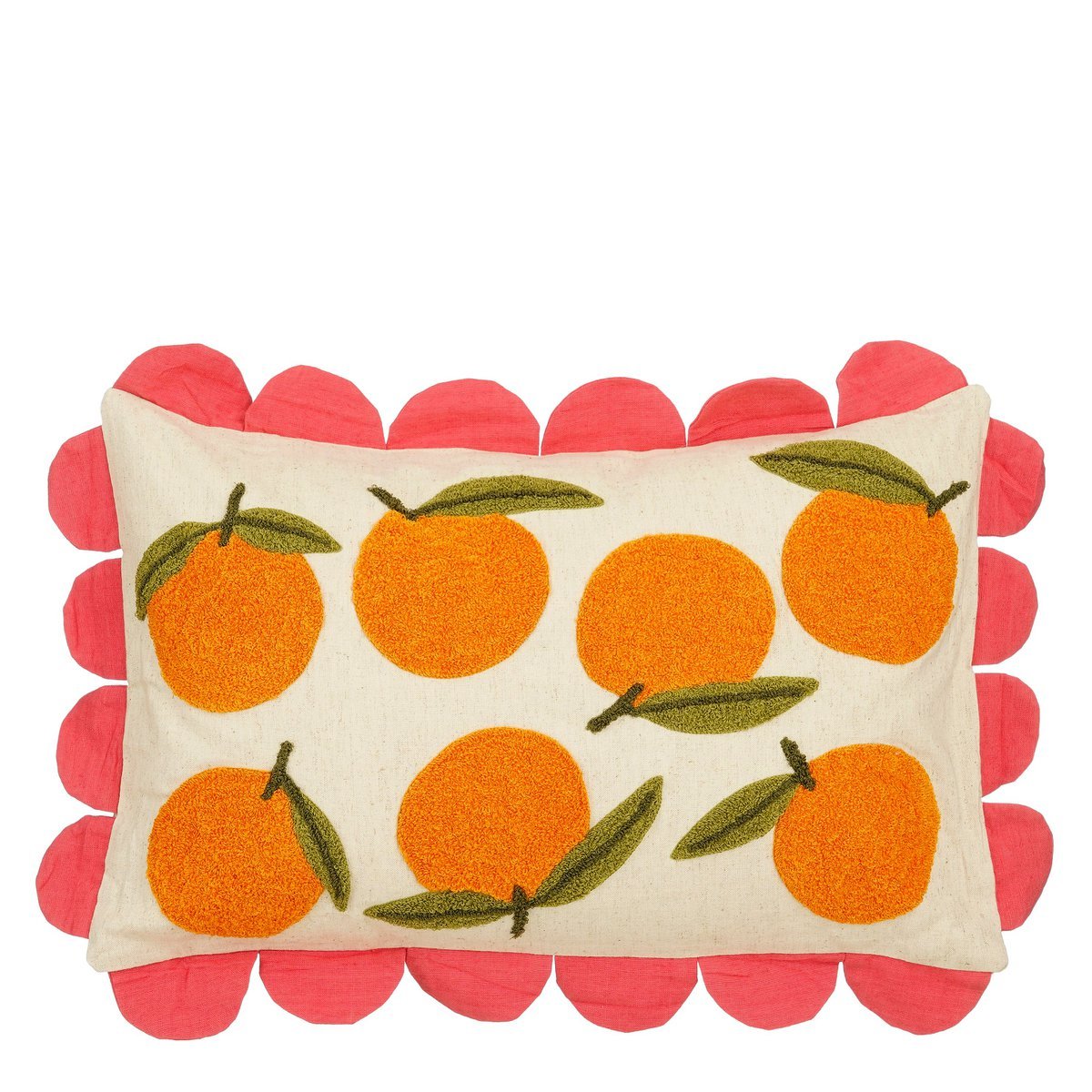 Oranges Sierkussen - L65 x B45 x H10 cm - Katoen - Off-White, Oranje, Roze