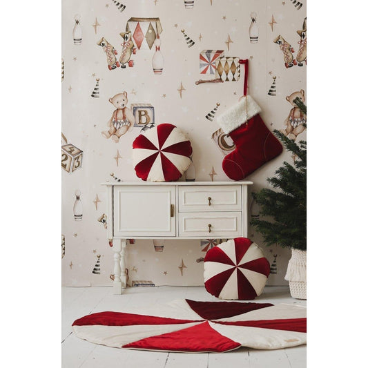 “Red Candy” patchwork kerstkussen, cadeau-idee voor de feestdagen
