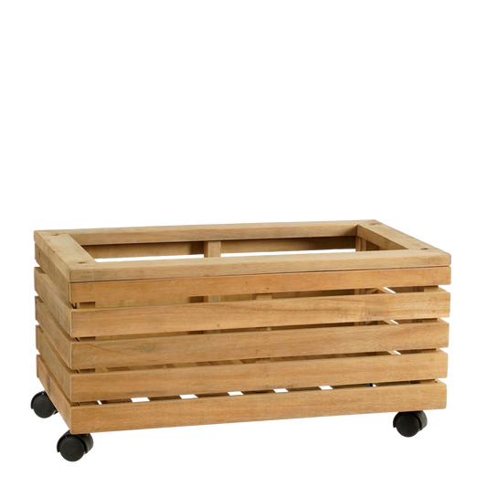Glenwood Planter Rectangle on Wheels for Outdoor - L60 x W35 x H30 cm - Acacia wood - Brown