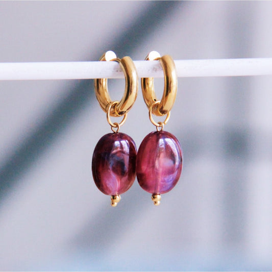 Brede hoepel met ovale harshanger - paars