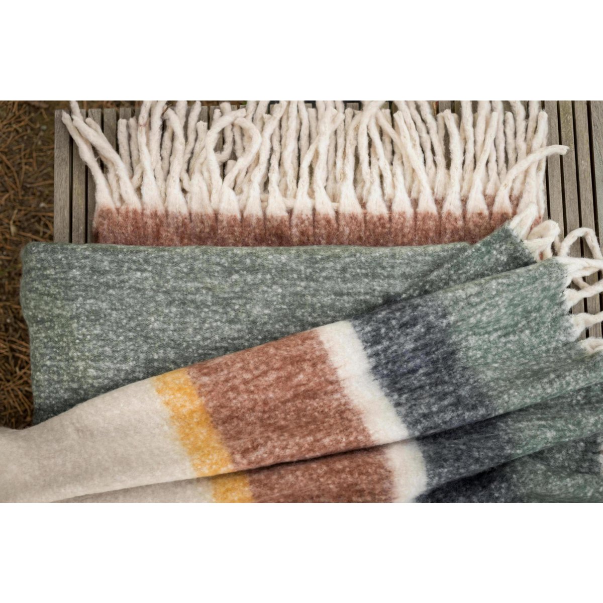 Effen gerecycled plaid Isabel Olive 130 x 160