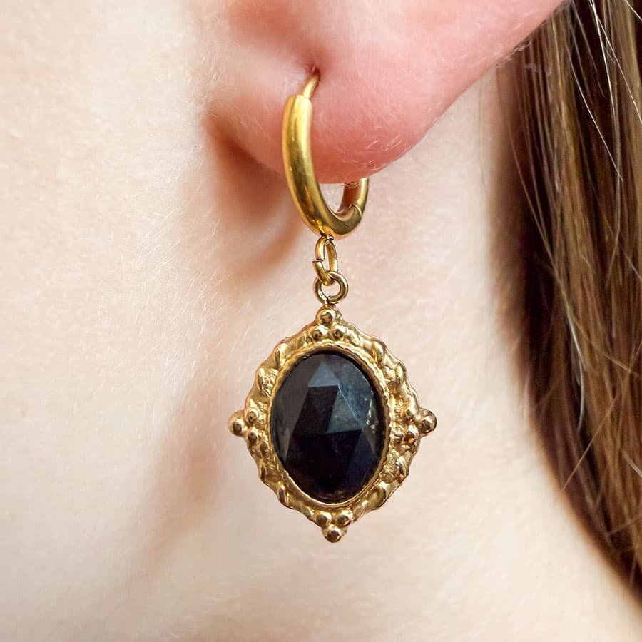 LOUIZ Oorbellen met Black Onyx
