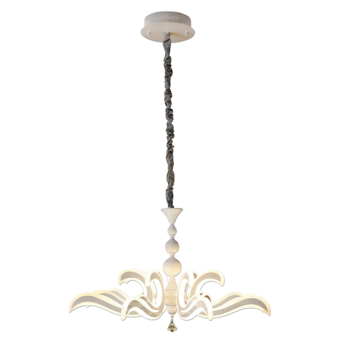 Led Crown "Ludwig" wit Ø 66 cm, met stevig geïnstalleerde LED's, metaal in wit