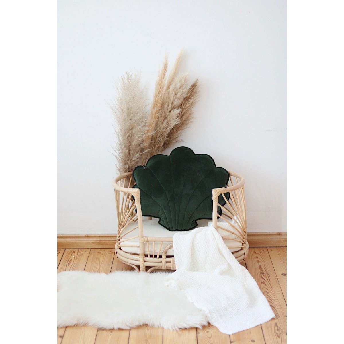 'Smaragd' fluwelen schelpkussen