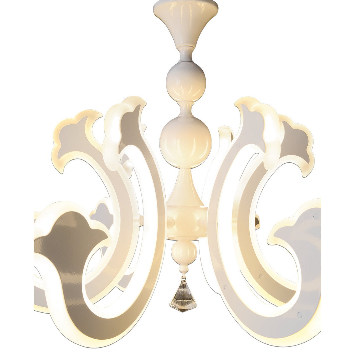 Led Crown "Ludwig" wit Ø 66 cm, met stevig geïnstalleerde LED's, metaal in wit