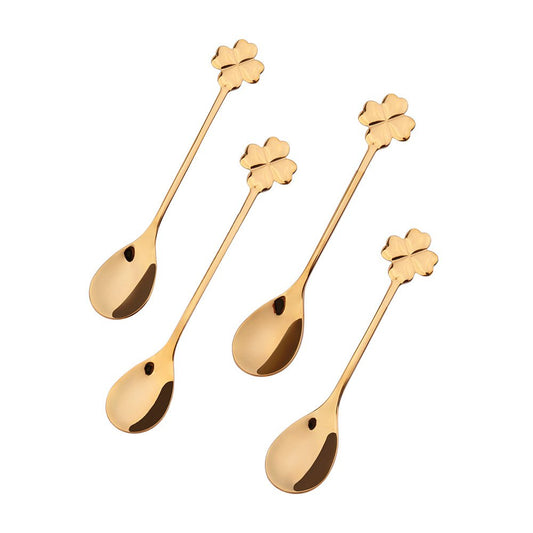 CLOVER GOLD SPOONS - SET OF 6