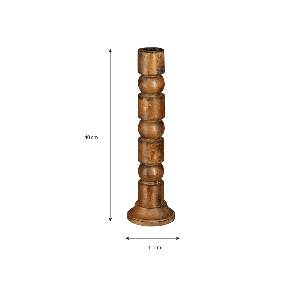 Philo Kandelaar - H40 x Ø11 cm - Mangohout - Bruin