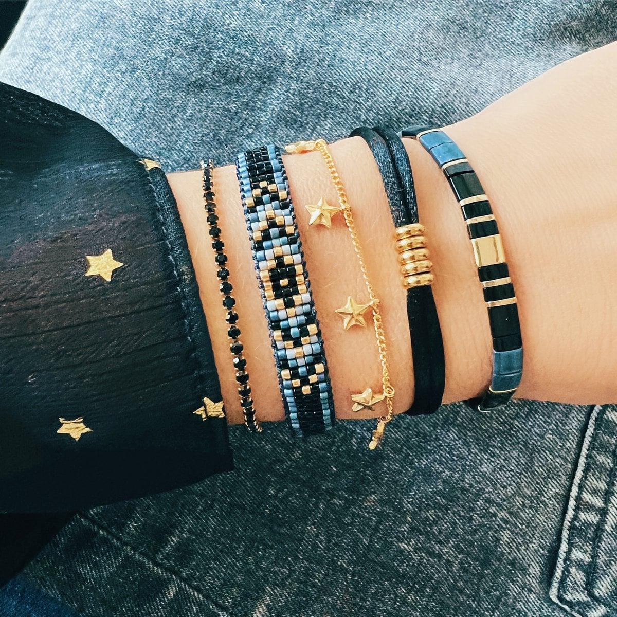 D-chain armband met strass hartbedel - goud