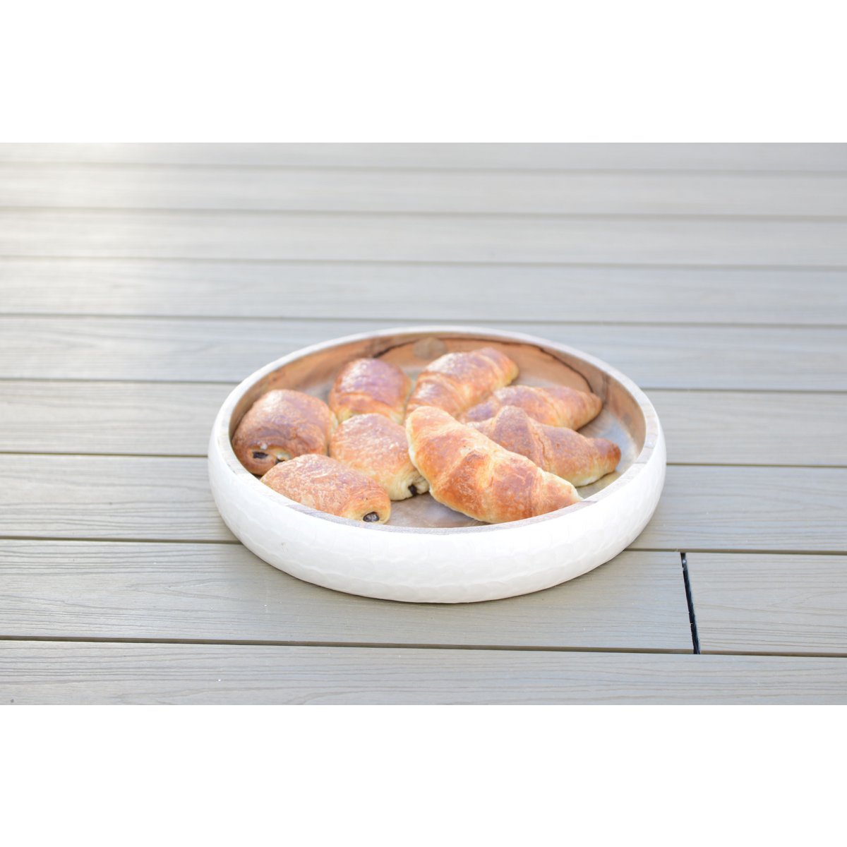 Wit Wood Round Mangoier 40x40x7cm