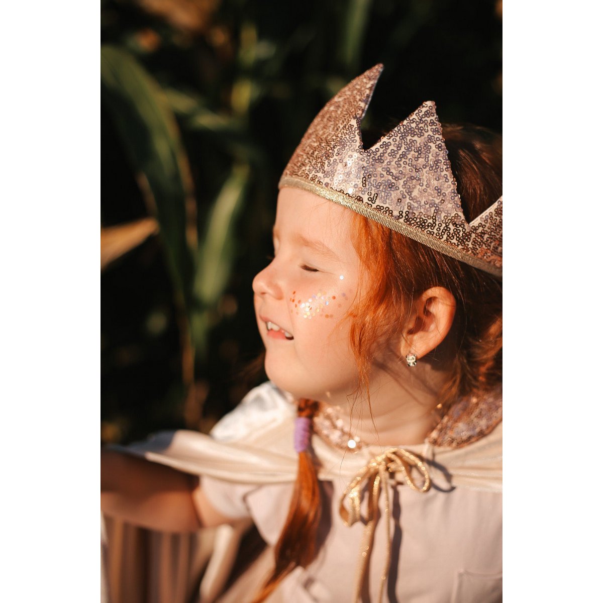 Roségouden pailletten kroon en magische toverstok, maskerade meisje kostuum, kleine prinses verjaardagsfeestje stijl,