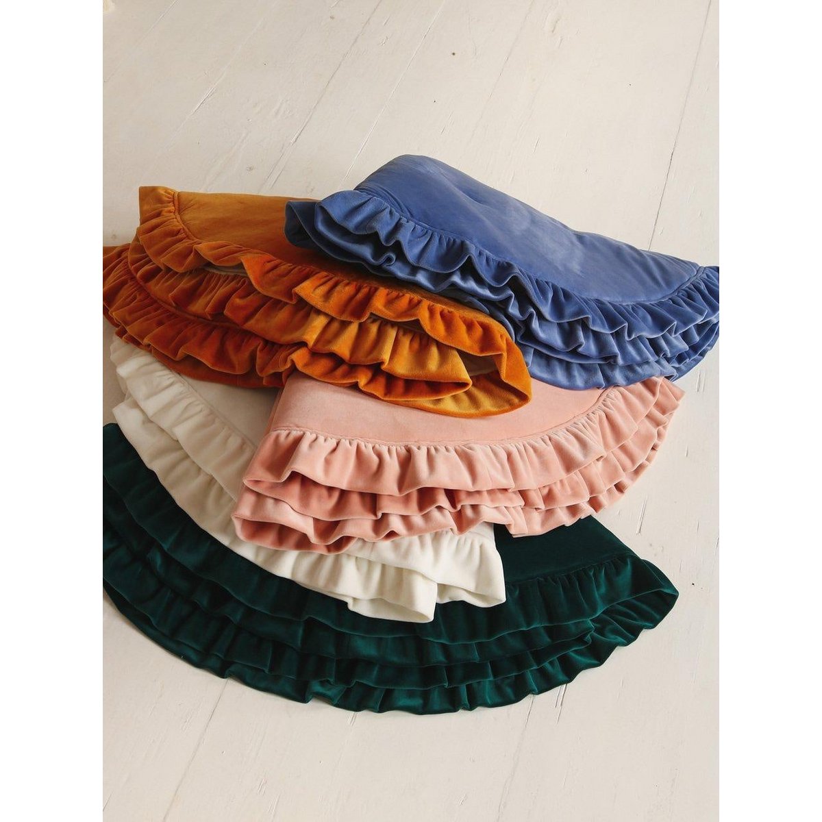 Zachte fluwelen mat met franje “Emerald”