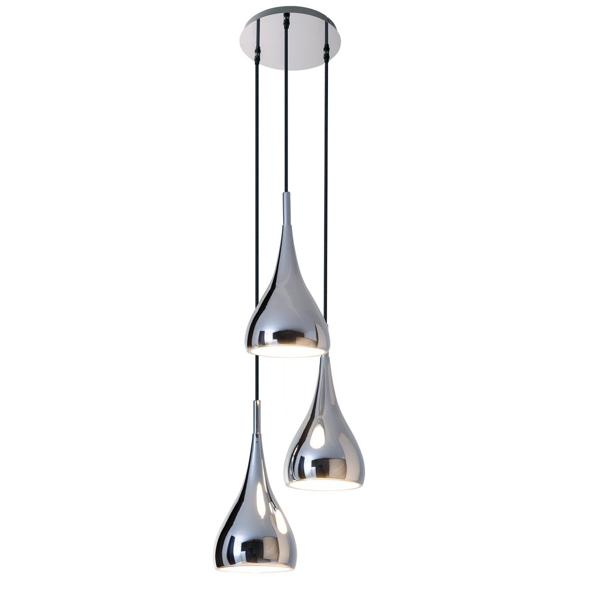3-be hanger licht "stijl", retro klassieke hanglamp gemaakt van chroom-glanzend metaal met E27-frames, paraplu Ø16 cm, totaal Ø30 cm, ideaal voor eetkamer, woonkamer en keuken.