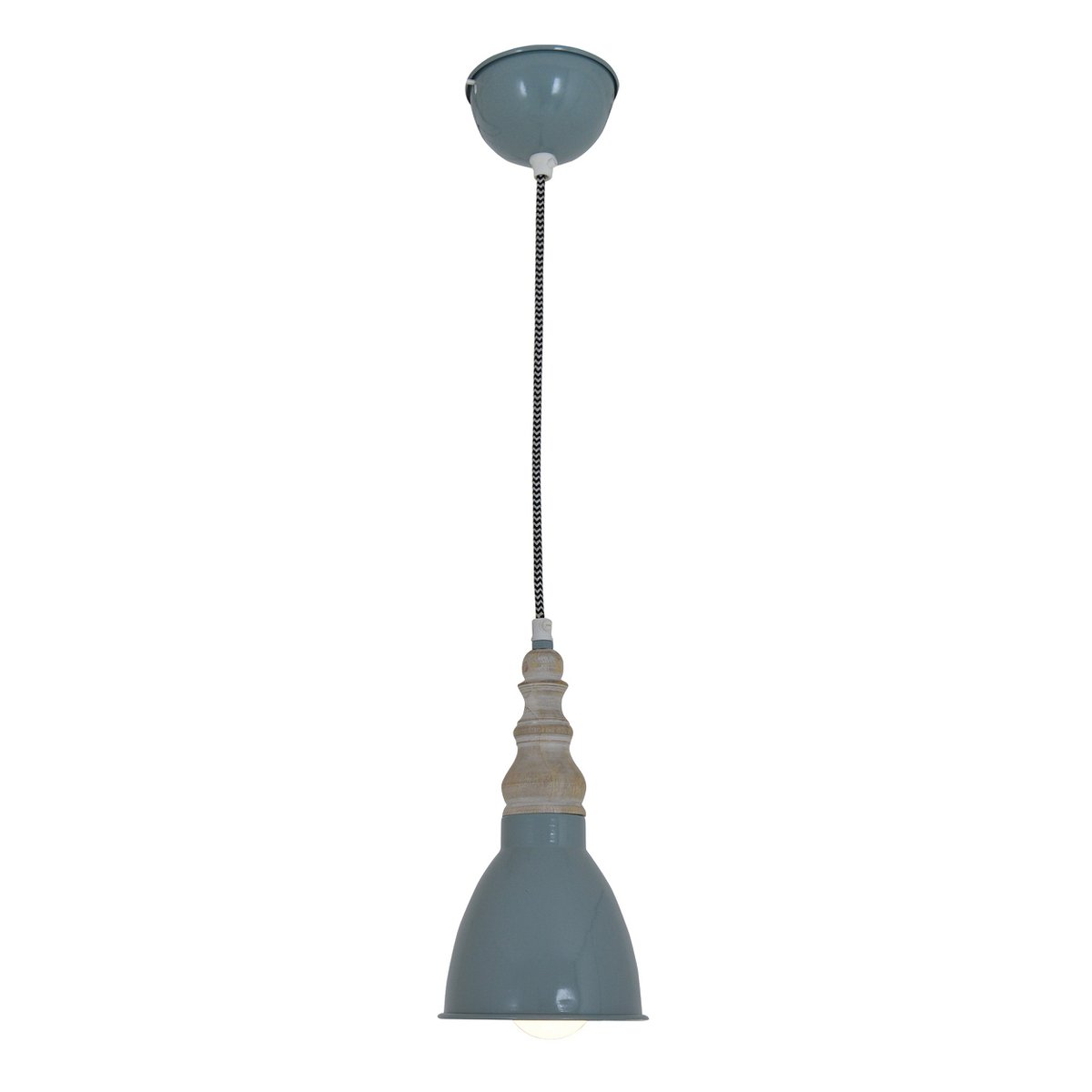 Metal hanglamp "Delhi" retro klassiek gemaakt van metaal en natuurlijke materialen in grijsgroen, E27