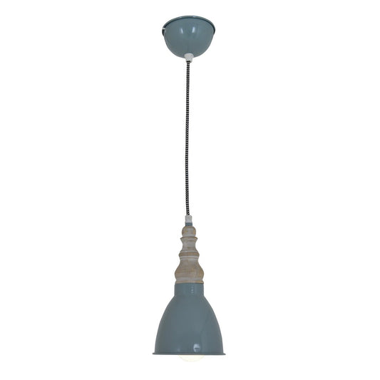 Metal hanglamp "Delhi" retro klassiek gemaakt van metaal en natuurlijke materialen in grijsgroen, E27