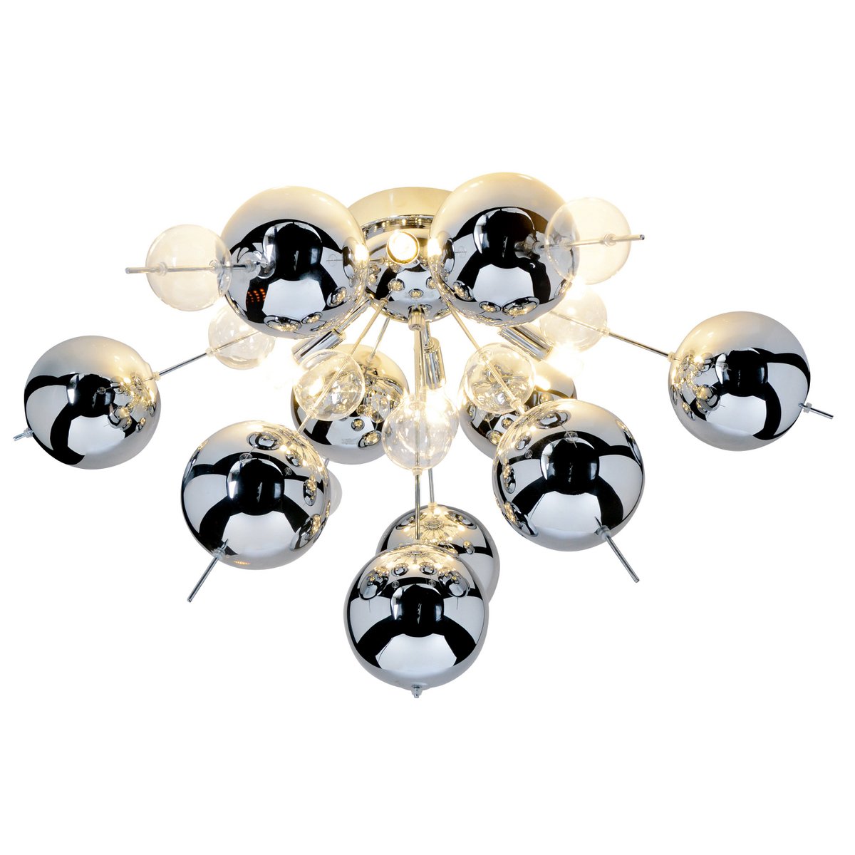 Plafondlamp "explosie" chroom gemaakt van metaal en glas, G9 -versies, plafondlamp voor eetkamer, woonkamer, gang of kantoor, Ø57 cm
