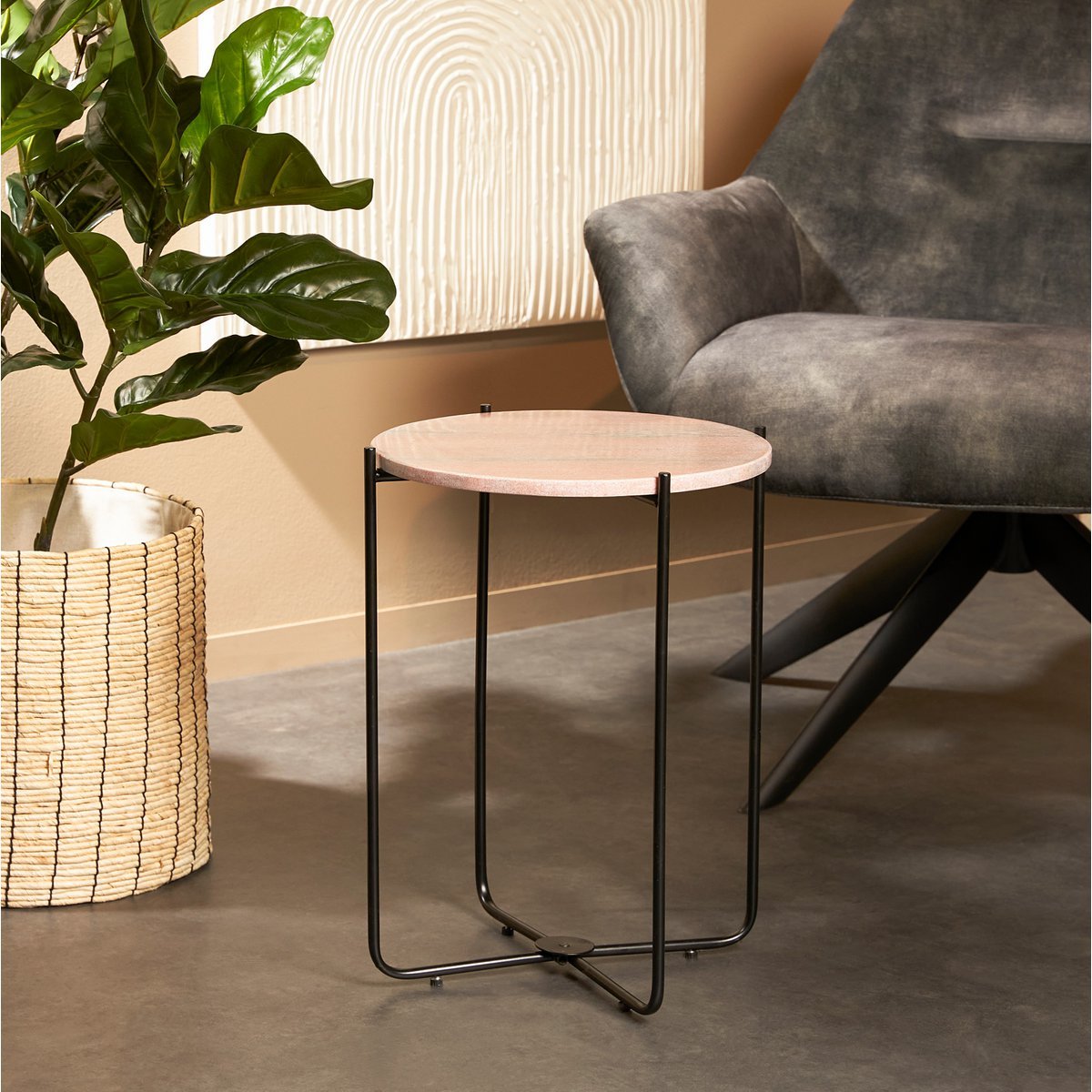 Armando Bijzettafel - H45 x Ø36 cm - Marmer - Roze